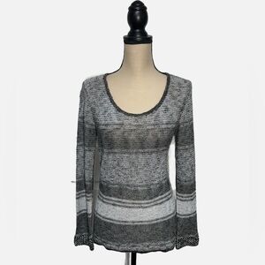 Democracy Grey Stripe Knit Light Sweater Womens size Medium